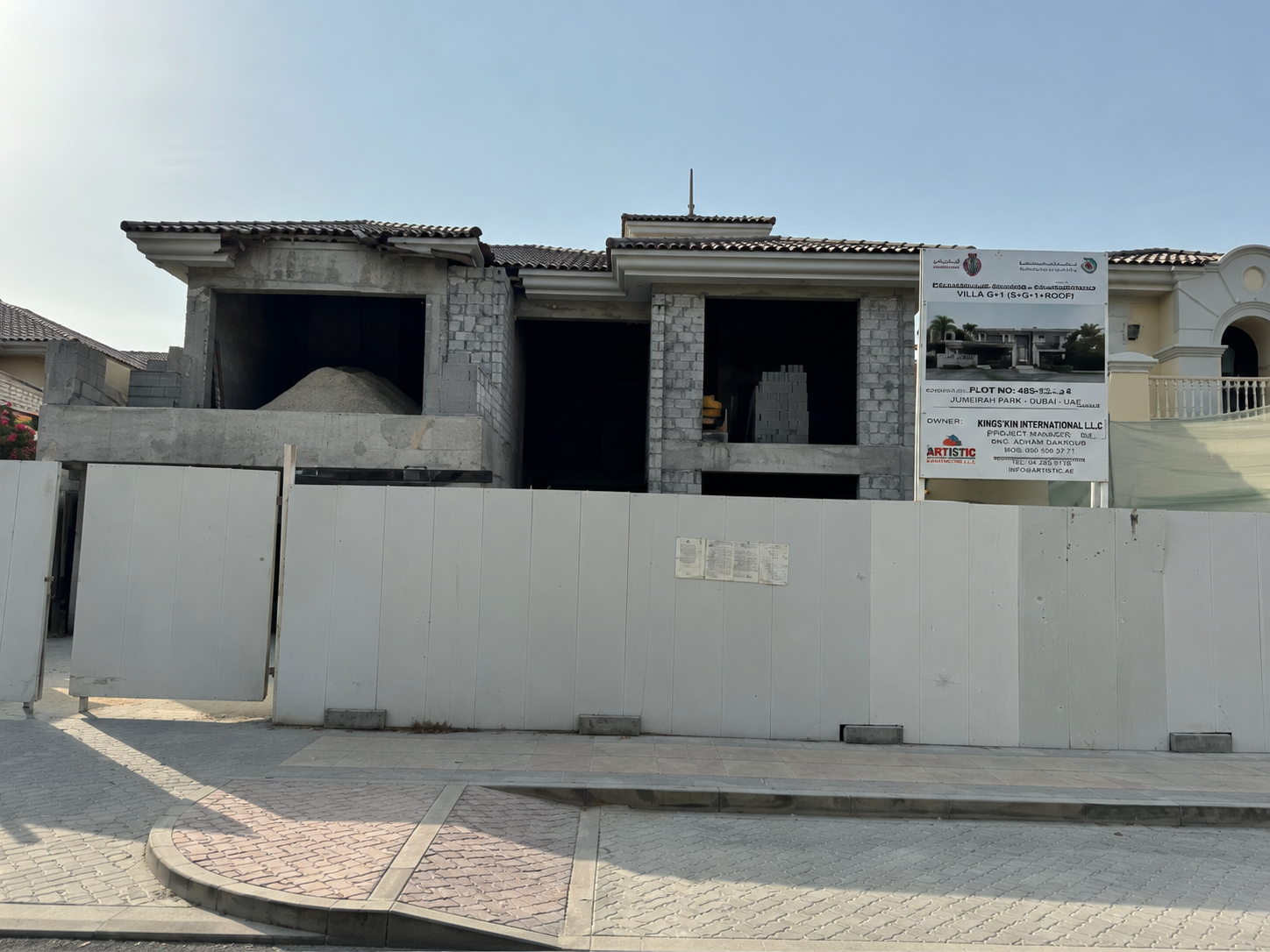 Palm Jumeirah villa shell and blockwork stage before exterior renovation