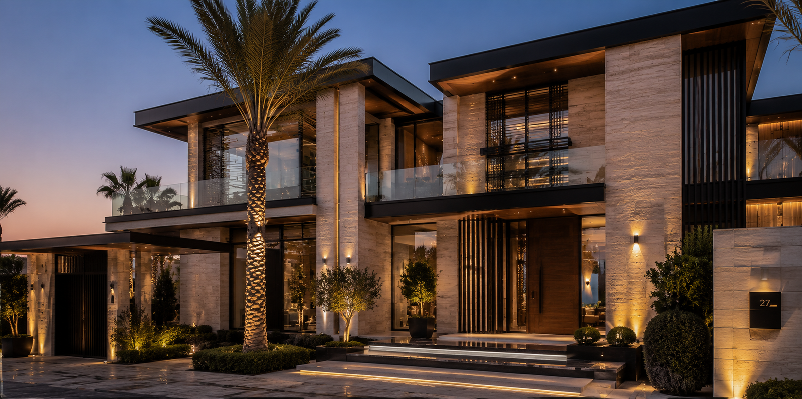 Dubai villa facade review during a King Quality Contracting site visit